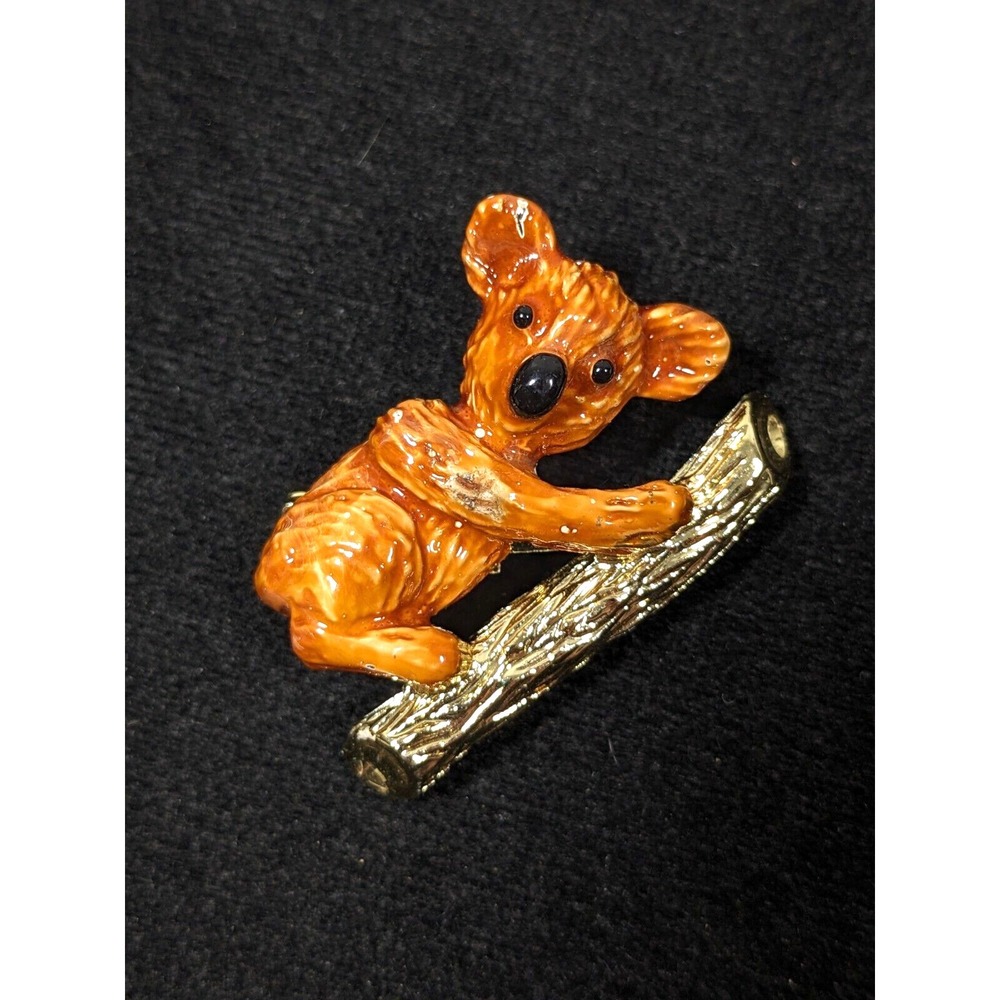 Vintage Gerry's Brown Koala Bear Gold Tone Figural Brooch Pin
